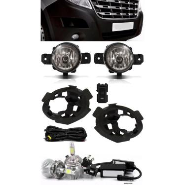 Imagem de Kit Farol de Milha Renault Master 2015 á 2020 ? Com Moldura e Botão Painel + Kit Lâmpada Super LED 6000k 