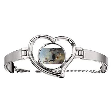 Imagem de N/A N/A Bracelete Art Deco Cisne Negro Moda Joia Coração Pulseira Arame Pulseira, medium, metal