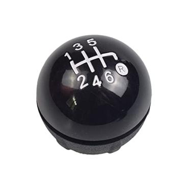 Imagem de 6 Speed Gear Shift Knob Sitck Head Leather Gloss Black Cap Substituição, para Fiat 500 500C 2007 - 2018 (Bright Black, R Marked Abaixo)