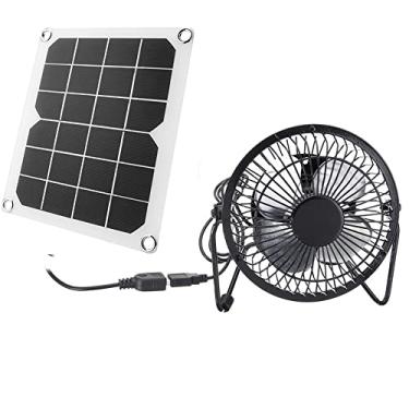 Imagem de Wemay Conjunto de ventilador portátil 5W Dual-USB movido a energia solar painel solar painel solar de silício monocristalino multifuncional carregador de energia solar