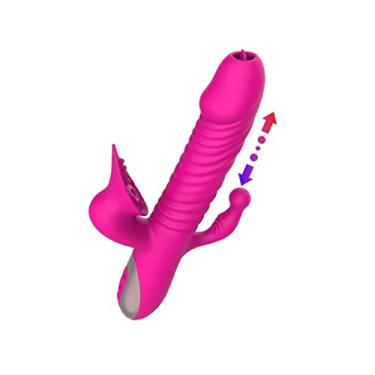 Imagem de Vibrador Telescópico Empurrando Língua Lambendo Estimulador 3 em 1 Sucção Clitóris Estimulação Anal brinquedos sexuais Zatla (Rosa)