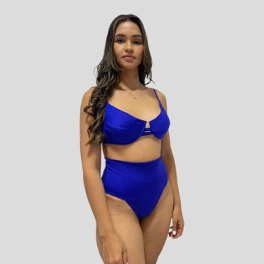 Imagem de Biquinis Retro Com Aro Azul Cos Alto - Garota De Luxo Beachwear