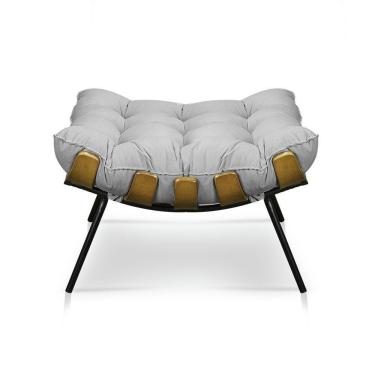 Imagem de Puff Costela Decorativo Sala E Escritório Suede Cinza