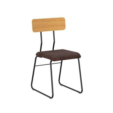 Imagem de Kit com 2 Cadeiras Linho C-763 Brigatto Móveis Marrom/Preto