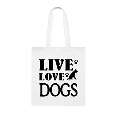 Imagem de Sacola Live Love Dogs, presente para cães, aniversário de cães bolsa reutilizável para cães, Branco