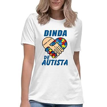 Imagem de Camiseta feminina dinda de autista autismo inclusão social Cor:Branco;Tamanho:M