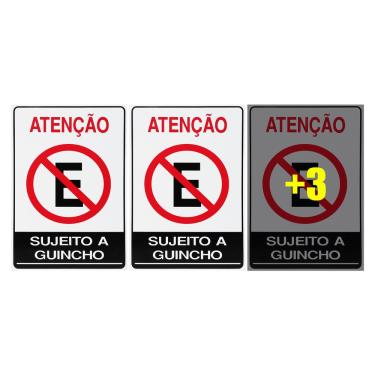 Imagem de Combo 6 Placas De Sinalização Atenção Proibido Estacionar Sujeito A Guincho 20x30 Acesso - P-4/2 F9e