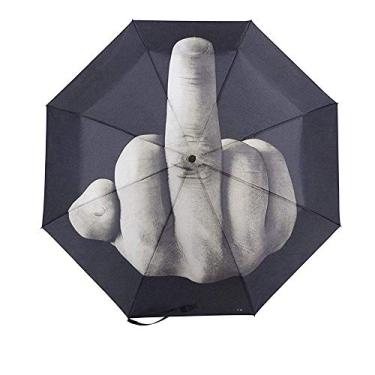 Imagem de Sun-Mall Compacto Travel Umbrella Middle Finger Design Especial Guarda-chuva a prova de vento com caixa de presente