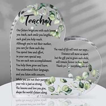 Imagem de Presentes de apreciação do professor coração lembrança acrílica e peso de papel decorações de agradecimento presentes de professor lembranças de formatura decoração de mesa para presentes de graduação do primeiro dia de escola presentes de graduação