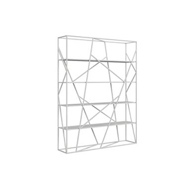 Imagem de KIZQYN Estante multicamadas ferro forjado divisória de sala de estar prateleira de piso escritório rack de armazenamento de livros simples contra a parede arte estante de livros (cor: branco, tamanho: pequeno)