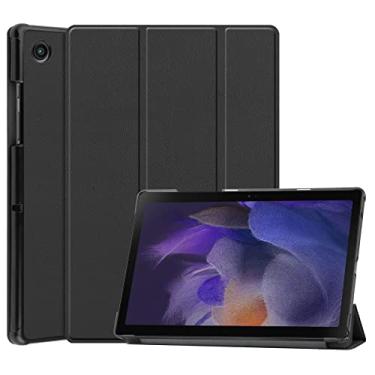 Imagem de Capa protetora para tablet Caso para Samsung Galaxy Tab A8 10,5 polegadas 2021 (SM-X200 / X205) Tri-Dobre caso de tabuleta inteligente, caso magro Multi-visualização ângulos Stand Hard Shell Folio Cas
