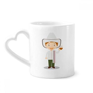 Imagem de Chapéu branco Colômbia Caneca de desenho animado café cerâmica copo de coração de vidro
