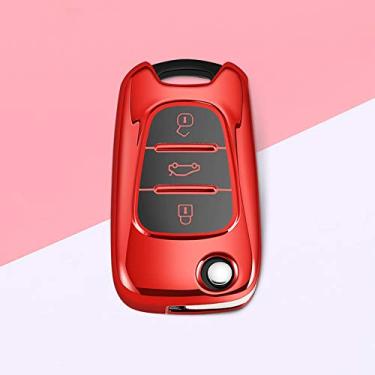 Imagem de SELIYA Capa de chave TPU, apto para Hyundai i30 i40 IX25 Creta IX35 HB20 Solaris Elantra Accent, apto para Kia K2 K5 Rio Sportage Car Key Case, G, vermelho