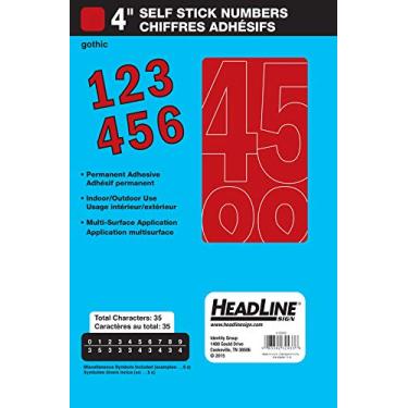 Imagem de Headline Sign 32433 Números de vinil adesivos, vermelho, 10 cm