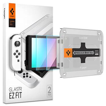 Imagem de Spigen Protetor de tela de vidro temperado [GlasTR EZ FIT] projetado para Nintendo Switch (modelo OLED) - pacote com 2