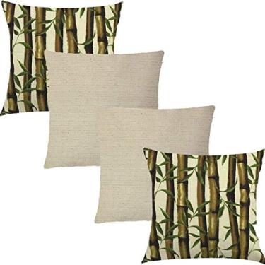 Imagem de Kit 4 Capas de Almofadas Composê Linho e Bambú 45x45cm