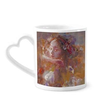 Imagem de Caneca laranja XJJ para pintura a óleo café cerâmica copo de coração de vidro