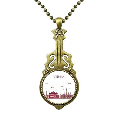 Imagem de DIYthinker Vienna Áustria Colar com padrão de marco plano, joia antiga com pingente de música