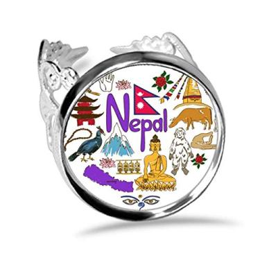 Imagem de DIYthinker Anel com a bandeira nacional do Nepal Love Heart Landscap ajustável amor casamento noivado