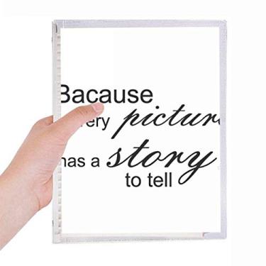 Imagem de Caderno de anotações com citação de história com folhas soltas e diário recarregável