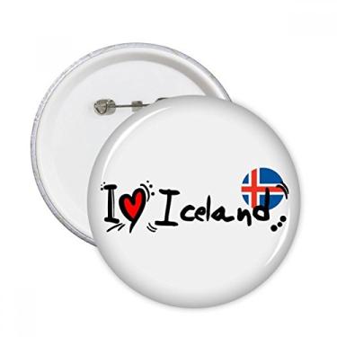 Imagem de I Love Iceland Palavra Bandeira Love Coração Ilustração Pinos Redondos Emblema Decoração de Roupas 5 peças Presente