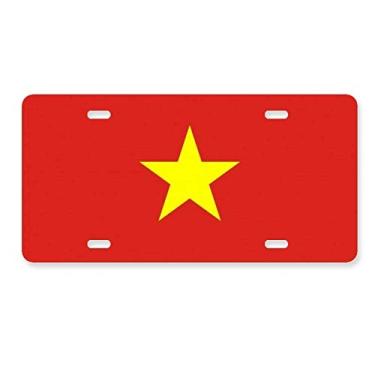 Imagem de DIYthinker Bandeira nacional do Vietnã da Ásia, placa de licença decoração de aço inoxidável para automóveis