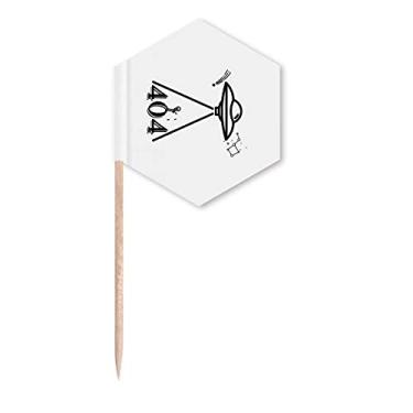 Imagem de Bandeiras planetárias em busca de nave espacial, palitos de palito humanos, palitos de cupcake, festa comemoração