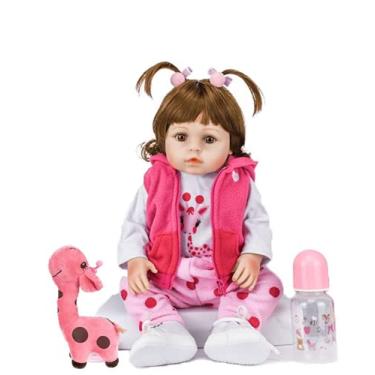 Imagem de Bebê Reborn Nicole Girafinha, 48cm, Bebê Reborn de Silicone. Cor Dos Olhos:: (CASTANHOS)