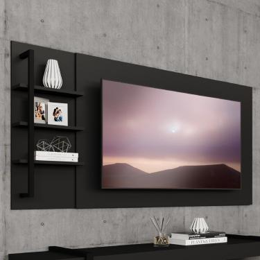 Imagem de Painel Para Tv Até 50 Pol. Prateleiras Preto Fosco Carraro