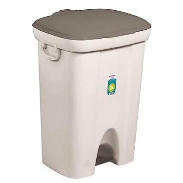Imagem de Sanremo - Lixeira Plástica com Pedal e Alça, Capacidade de 36 Litros, Cor Creme, Linha Casablanca