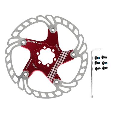 Imagem de pistro Rotor de freio a disco de bicicleta 140 mm, 160 mm, 203 mm, disco de dissipação de calor, rotor de freio com 6 parafusos para bicicleta de estrada, mountain bike, MTB BMX – 203 mm, vermelho