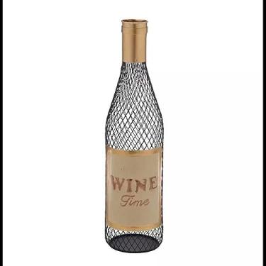 Imagem de Porta Rolha de Vinho Decorativa Garrafa em Metal 39cm