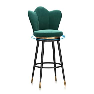 Imagem de Cadeiras de Jantar Cadeiras de Sala de Jantar Banco de Bar Conjunto de 1/2 Bancos de Altura Balcão de Veludo Estofado Cadeira de Bar Giratória com Moldura de Metal Baixo para Cozinha Ilha Sala de Jantar Pátio Banqueta Rosa-1 Peça