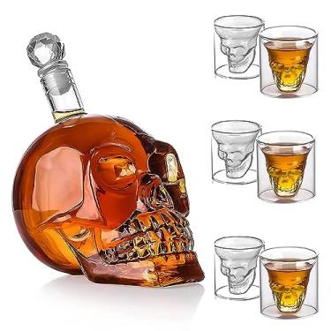 Imagem de Conjunto De Decantador De Uísque De Caveira, Garrafa De Caveira De Vidro De 550 Ml, Con...