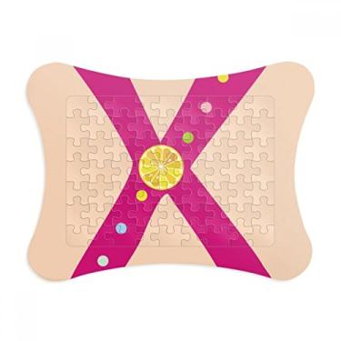 Imagem de X alfabeto laranja fruta linda moldura de quebra-cabeça decoração de imagem enfeite de quebra-cabeça