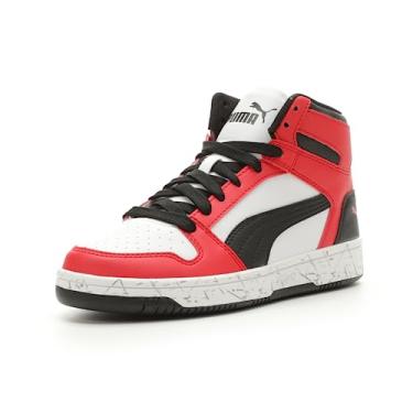Imagem de PUMA Tênis infantil unissex Rebound Layup Mid Hook and Loop, Scratch PUMA branco-puma preto para todos os tempos vermelho, 2 Little Kid