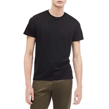 Imagem de Calvin Klein Camisetas masculinas de gola redonda com ajuste relaxado, Preto, GG