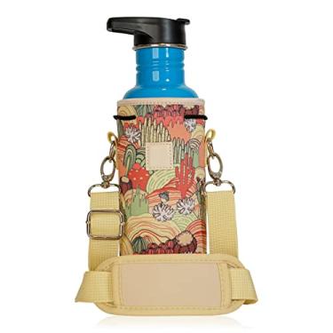 Imagem de Made Easy Kit Suporte de garrafa de água de neoprene com alça de ombro ajustável para isolar e transportar garrafa de cantina disponível em 5 tamanhos (cacto cáqui do deserto, M (473 g - 623 ml)