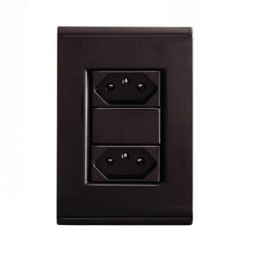 Imagem de Conjunto Tomada Dupla 10A Grafite 57173/065 Tramontina Liz