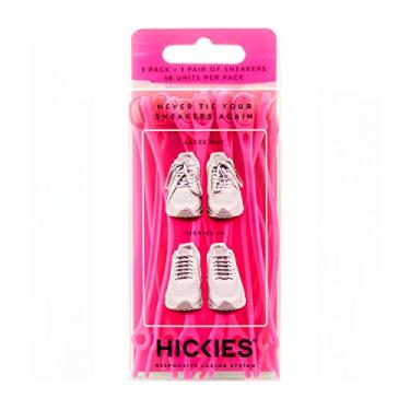 Imagem de HICKIES 1.0 Tamanho único para todos os cadarços elásticos sem gravata - Rosa neon (14 cadarços, funciona em todos os sapatos)