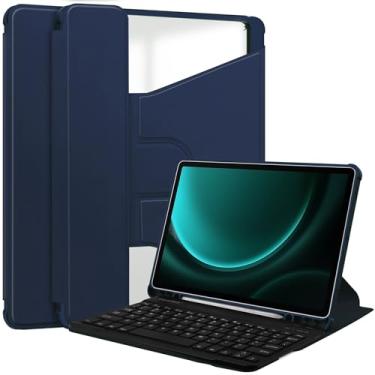 Imagem de Capa do caso da tabuleta. Capa para tablet inteligente compatível com Samsung Galaxy Tab S9 FE Plus/+ SM-X610/SM-X616 capa de 12,4 polegadas com capa de teclado suporte de visualização multiângulo (S