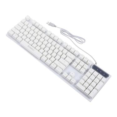 Imagem de BRIGHTFUFU teclados de computador teclado de computador teclado USB do computador com fio mouse branco