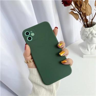 Imagem de Capa de silicone líquido original luxuosa para iPhone 13 Mini 12 11 Pro XR XS Max SE2 6 6S 7 8 Plus Capa de proteção fosca macia, verde escuro, para iPhone 6 Plus