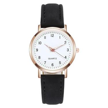 Imagem de Caixa de relógio feminino com pulseira de poliuretano e pulseira de quartzo, pulseira de relógio feminino, Preto, C, One Size