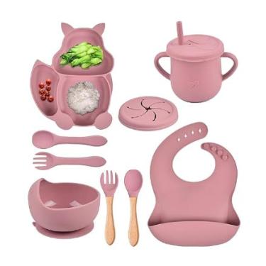 Imagem de Alimentação Silicone para Bebê Fovolat - Forma Esquilo 8 Peças | Suprimentos para Desmame com Ventosa Placa
