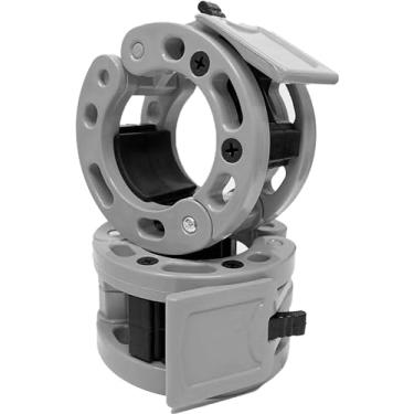 Imagem de Clout Fitness Grampos de barra olímpicos, coleiras de liberação rápida, par de clipes de peso para travar, ajuste barra de 5 cm para halterofilismo cinza