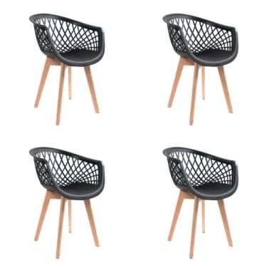 Imagem de Kit 4 Cadeiras Eames Design Wood Web Preta
