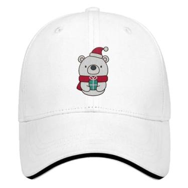Imagem de Boné de Papai Urso Bonito com Chapéu de Natal Boné de Caminhoneiro para Adolescentes Retrô Bordado Snapback, Branco, Tamanho Único