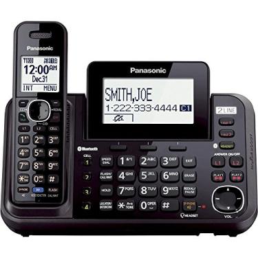 Imagem de Panasonic 2-Line Sistema de telefone sem fio com 1 Handset - Answering Machine, Link2Cell, Conferência de 3-Way, Call Block, Long Range DECT 6.0, Bluetooth - KX-TG9541B (Black)