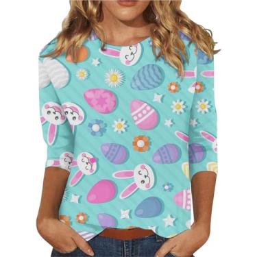 Imagem de Lightning Deals for Women Easter Outfit Bunny Moletom feminino manga longa camiseta engraçada coelhinho da Páscoa camiseta feminina coelho coelho plus size laranja pequeno